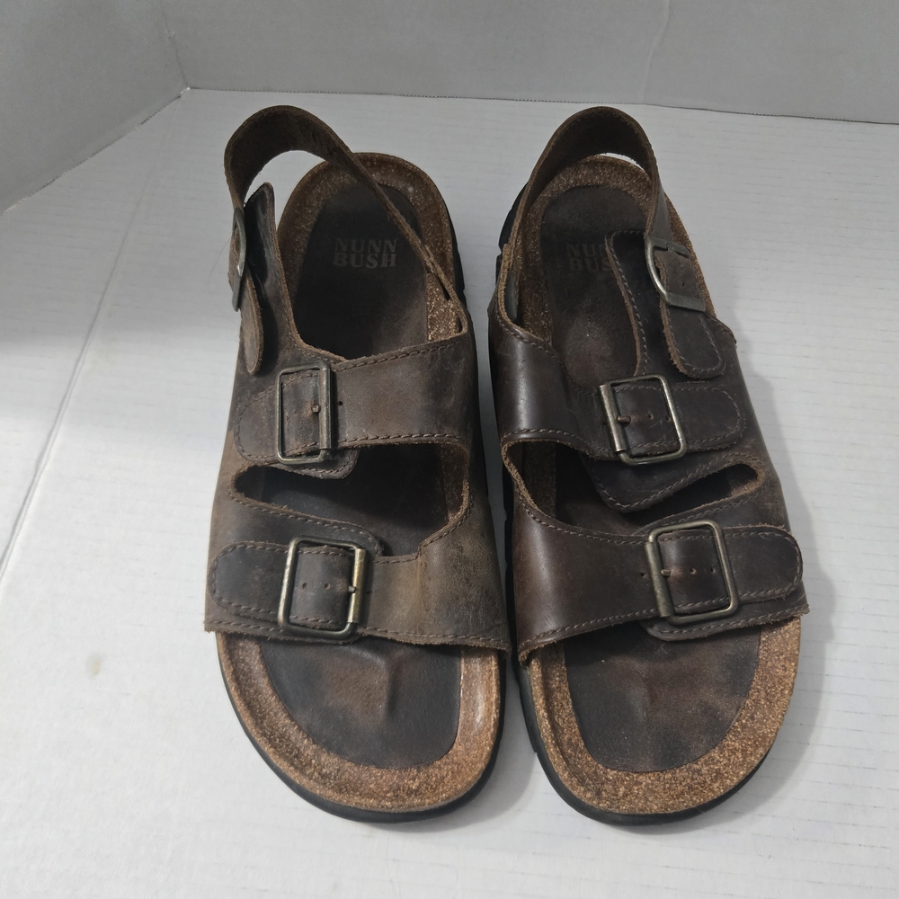 Nunn Bush Dark Brown Leather Sandals with Buckle - Picture 1 of 6